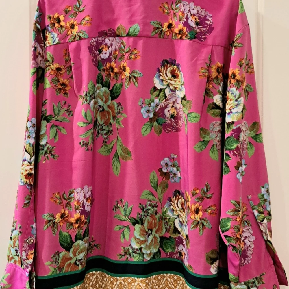 Ellen Tracy Pink Floral Blouse button casual  size 3X - Picture 12 of 13